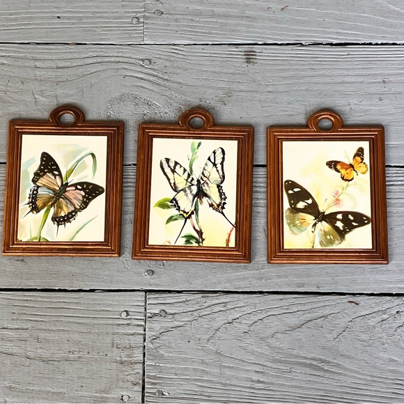 3 Charming Vintage Arthur A. Kaplan Butterflies on Wood prints - Picture 3 of 16